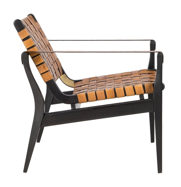 Safavieh Dilan Brown/Black Leather Safari Chair