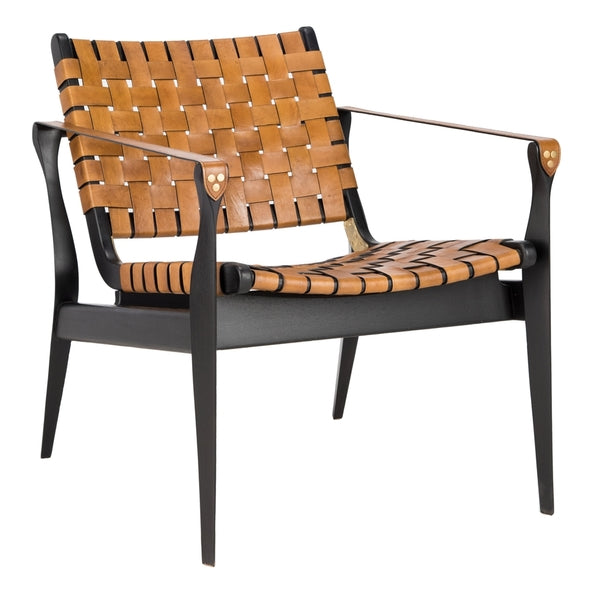 Safavieh Dilan Brown/Black Leather Safari Chair