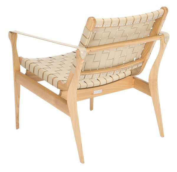 Safavieh Dilan White/Natural Leather Safari Chair