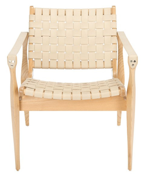 Safavieh Dilan White/Natural Leather Safari Chair