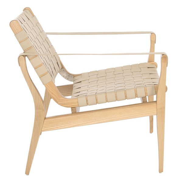 Safavieh Dilan White/Natural Leather Safari Chair