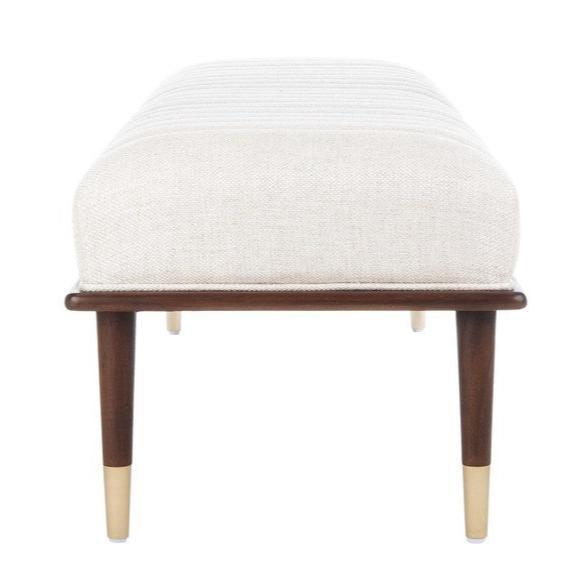 Flannery Viscose Bench in Cream with Teak Legs