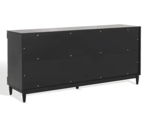 Safavieh Roseanne Wood Frame Sideboard in Black/Natural with 4 Cabinets