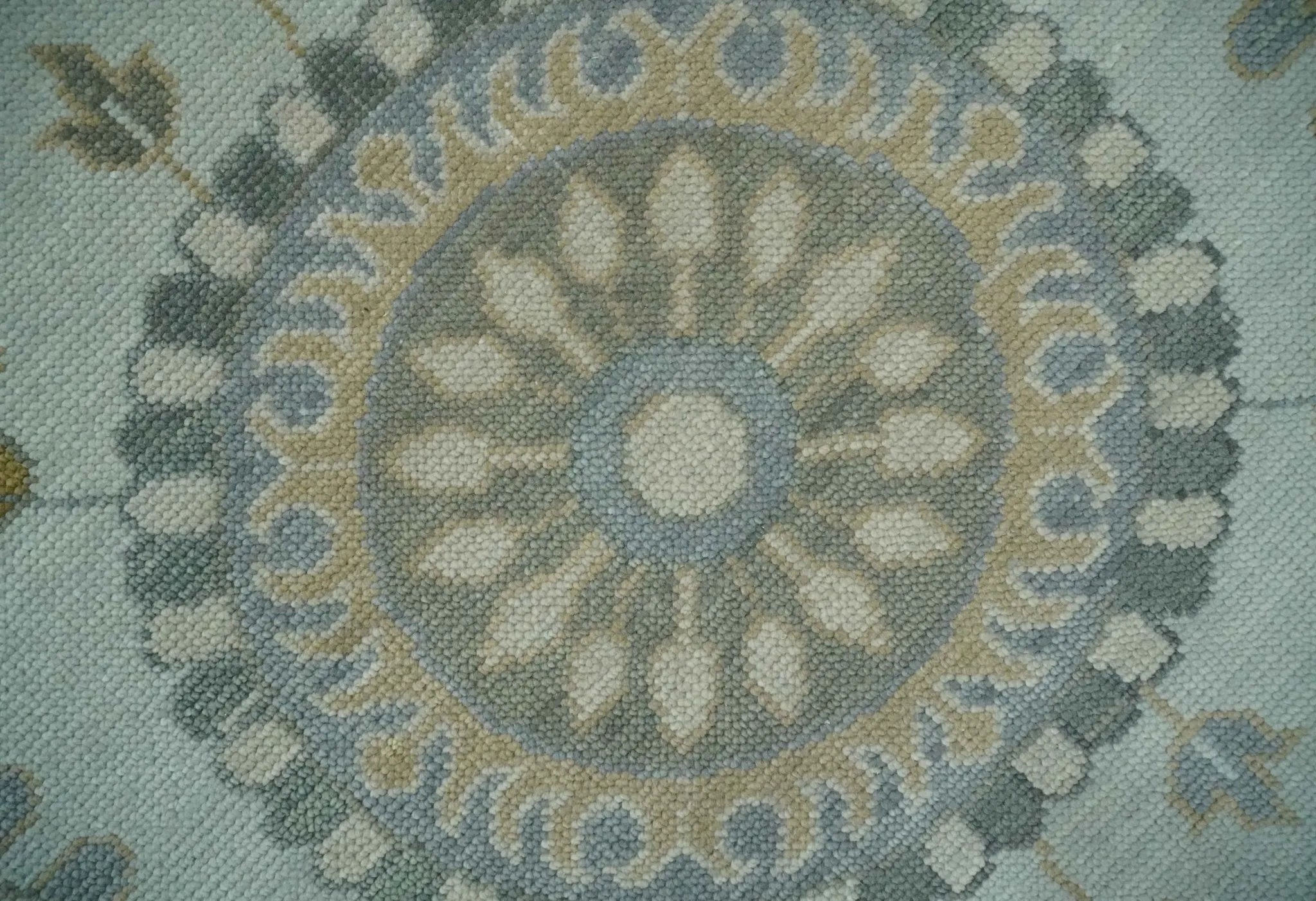 Silver, Olive and Gray Floral Herati Medallion Hand knotted Custom Made wool Area Rug