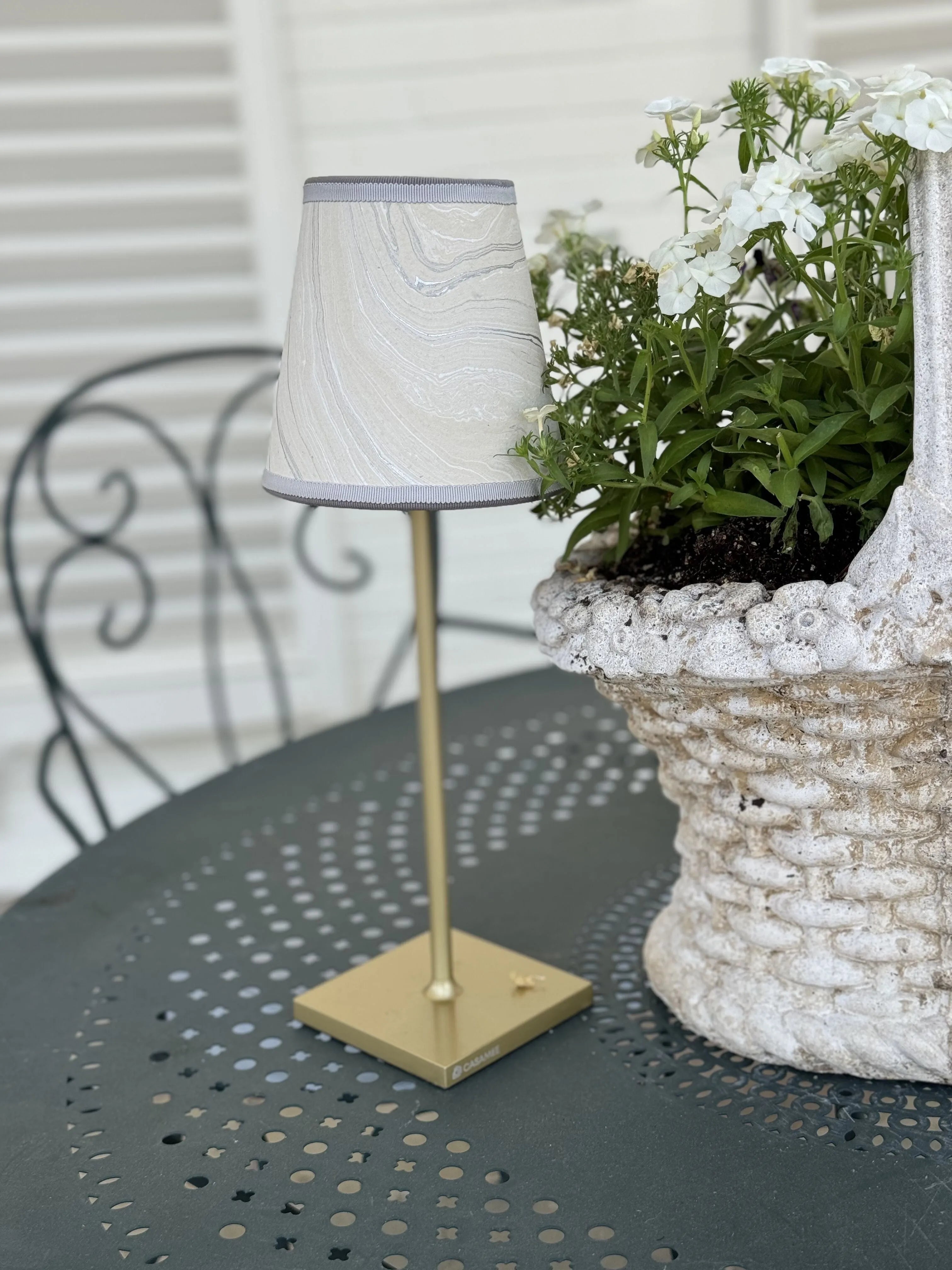 Small Marble Shade Cover in Ivory Silver