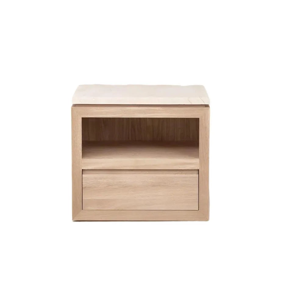 Sofita Marble Nightstand - White Oak