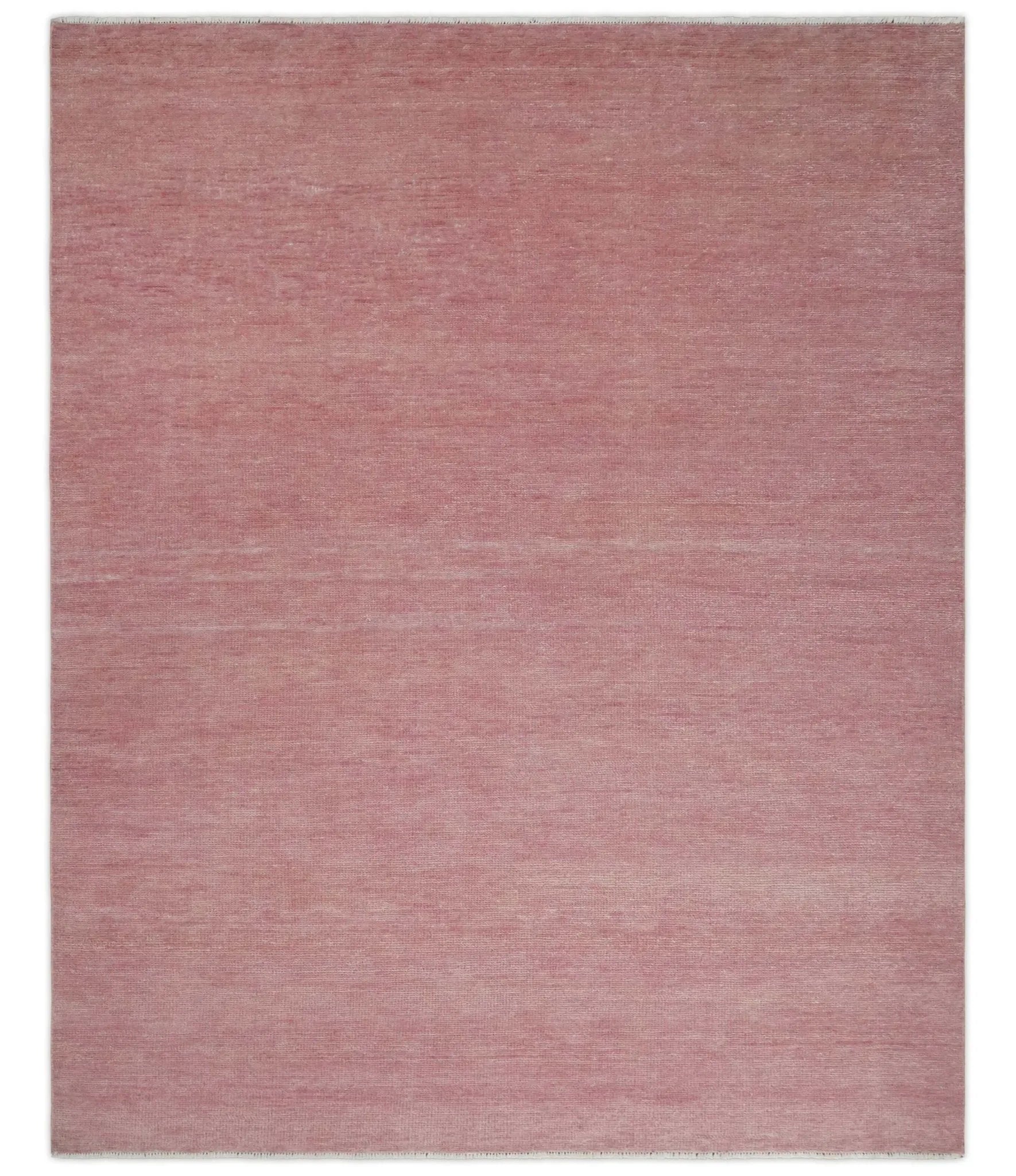 Solid Pink Custom Made Modern Contemporary Hand knotted wool Area Rug