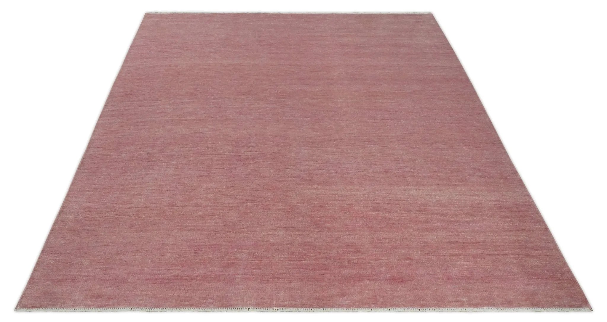 Solid Pink Custom Made Modern Contemporary Hand knotted wool Area Rug