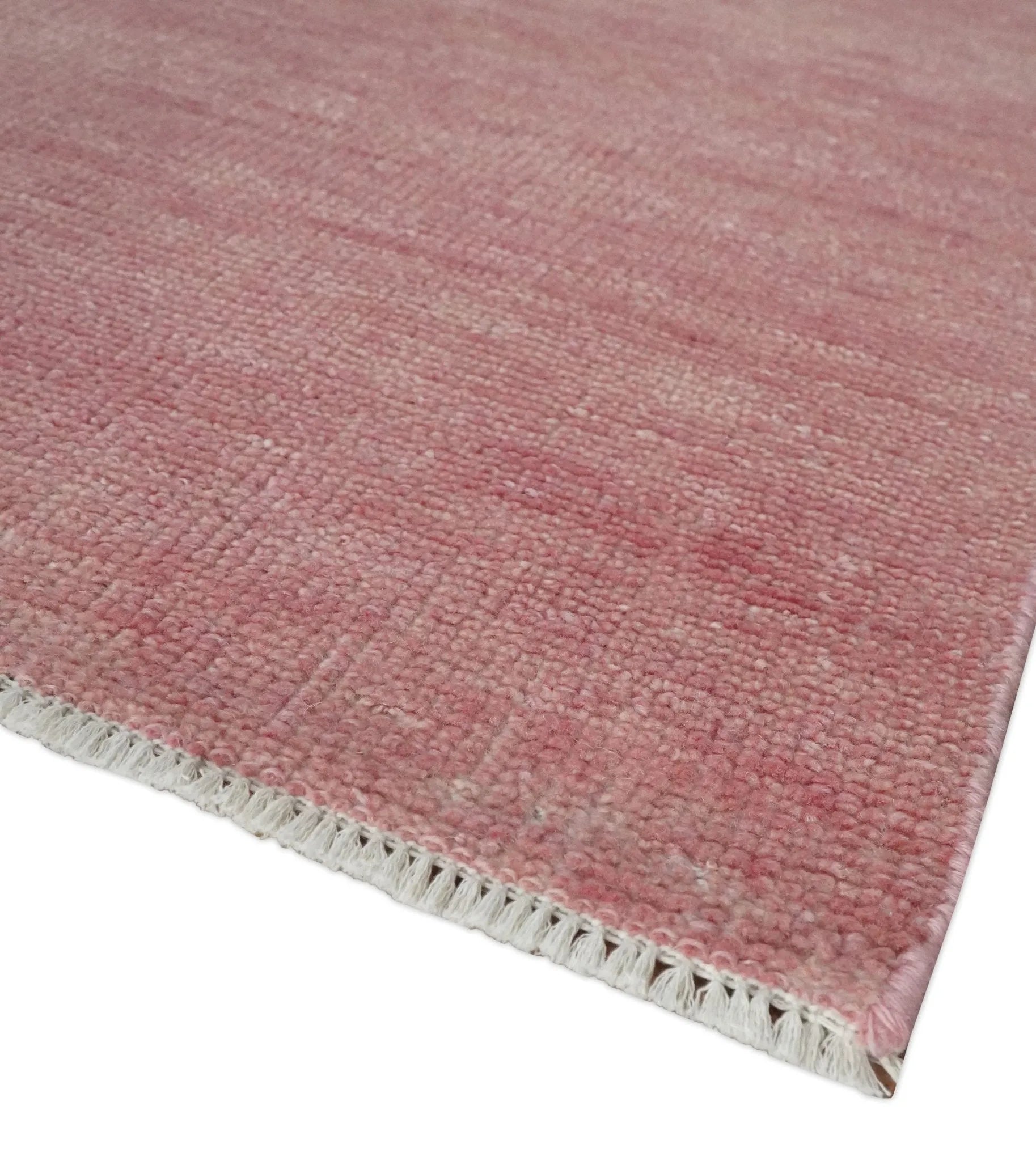 Solid Pink Custom Made Modern Contemporary Hand knotted wool Area Rug