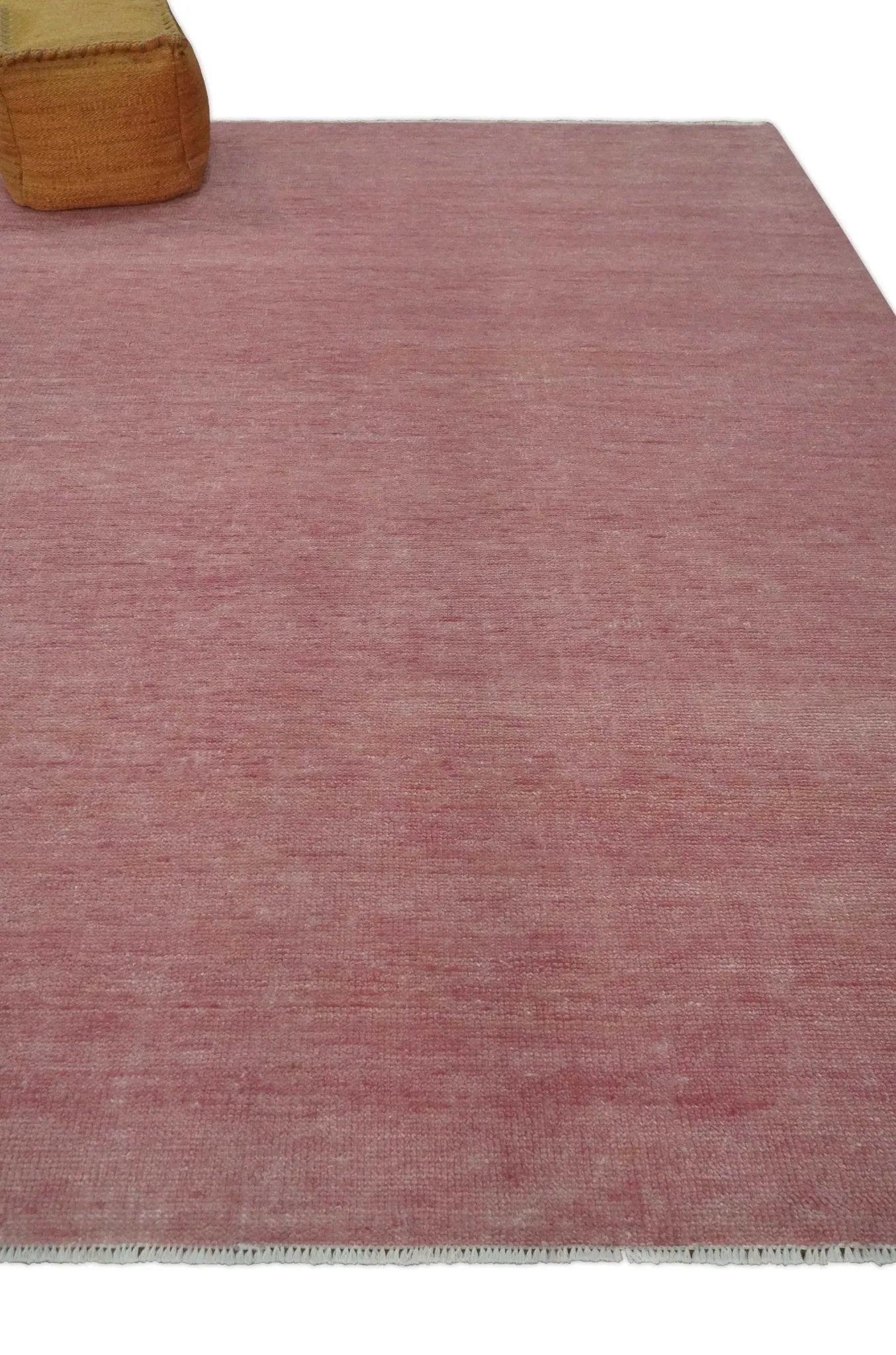 Solid Pink Custom Made Modern Contemporary Hand knotted wool Area Rug