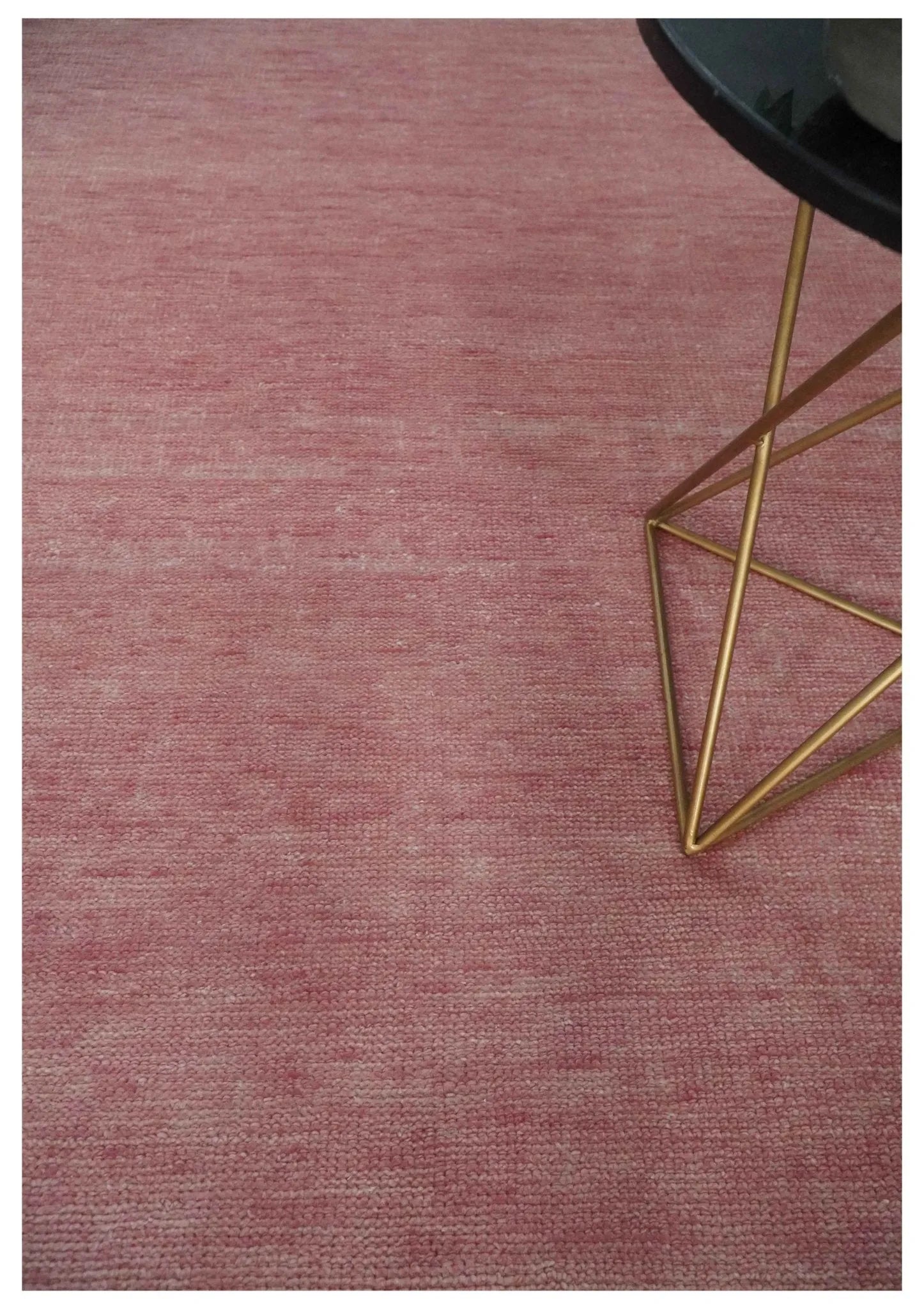 Solid Pink Custom Made Modern Contemporary Hand knotted wool Area Rug