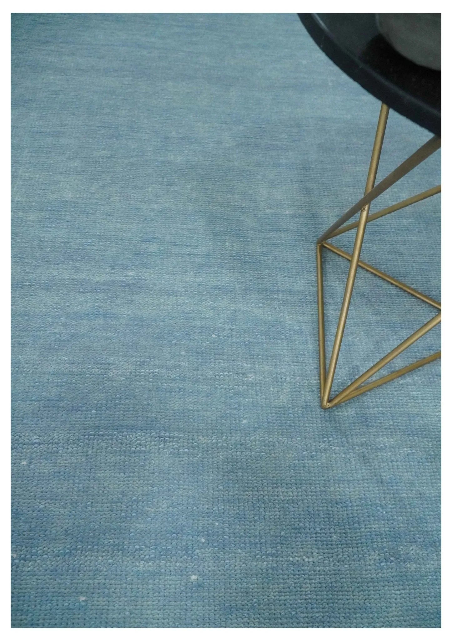 Solid Plane Blue Custom Made Modern Hand knotted wool Area Rug