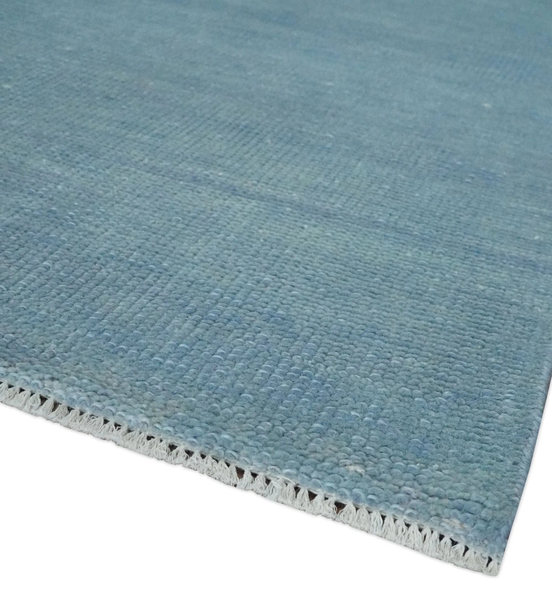 Solid Plane Blue Custom Made Modern Hand knotted wool Area Rug