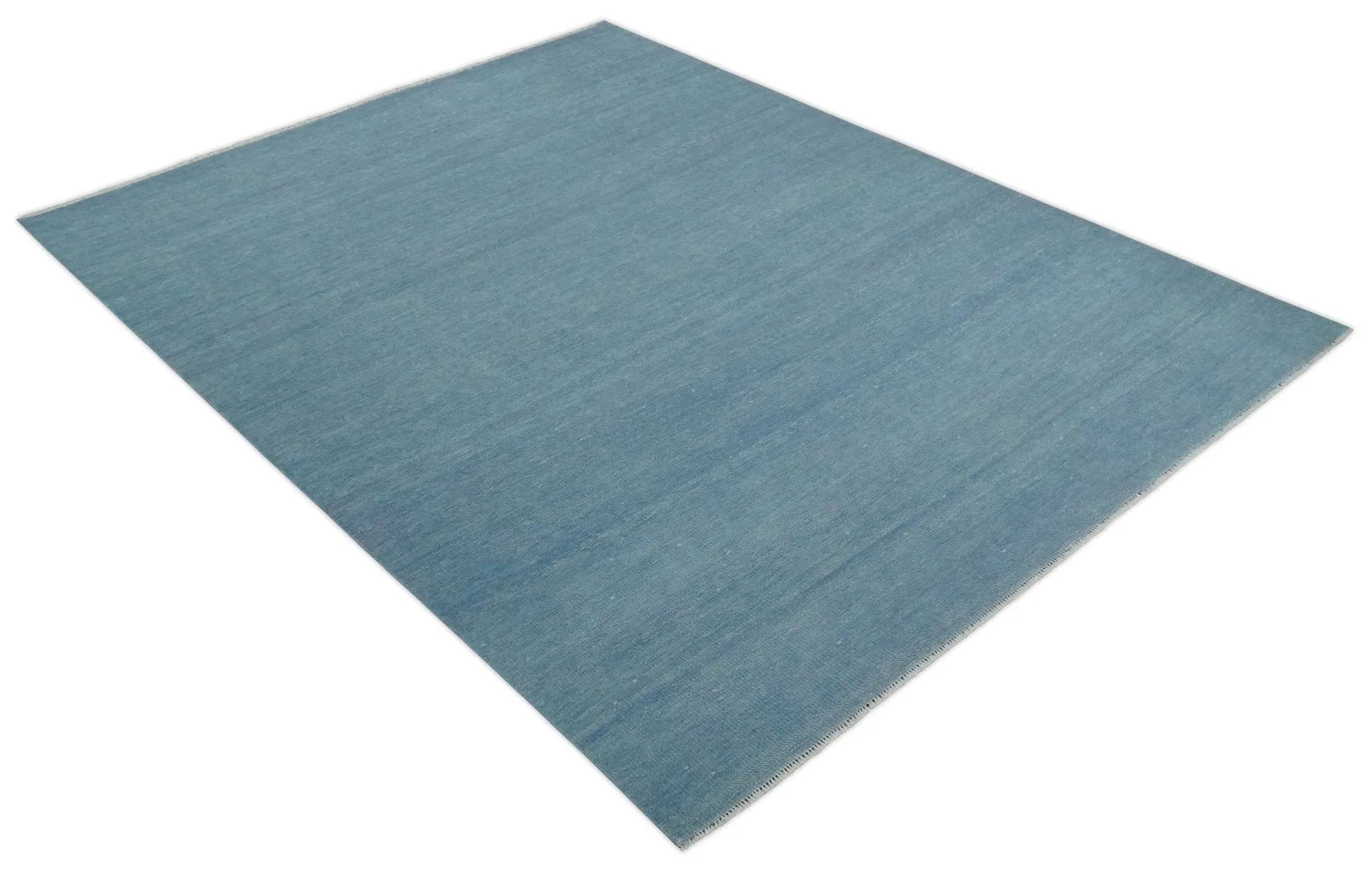 Solid Plane Blue Custom Made Modern Hand knotted wool Area Rug