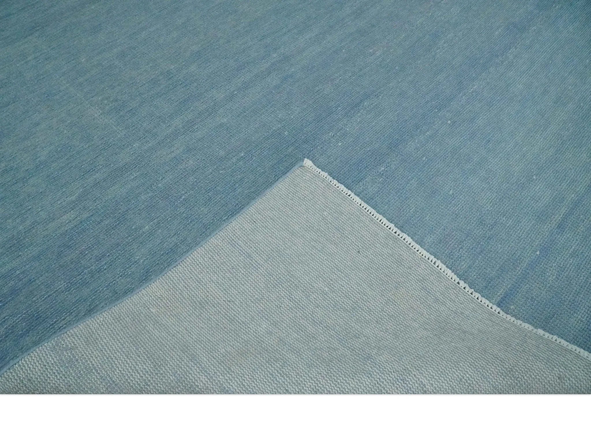 Solid Plane Blue Custom Made Modern Hand knotted wool Area Rug