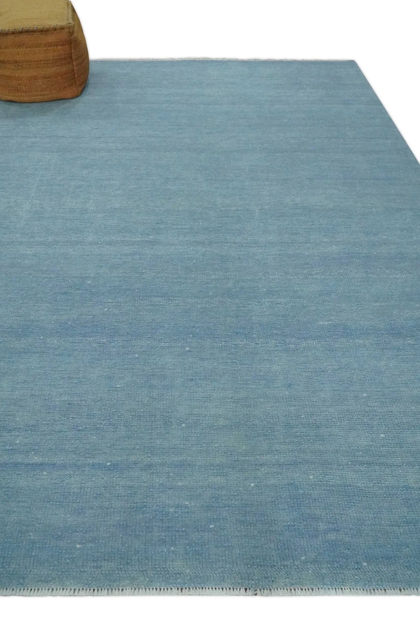 Solid Plane Blue Custom Made Modern Hand knotted wool Area Rug