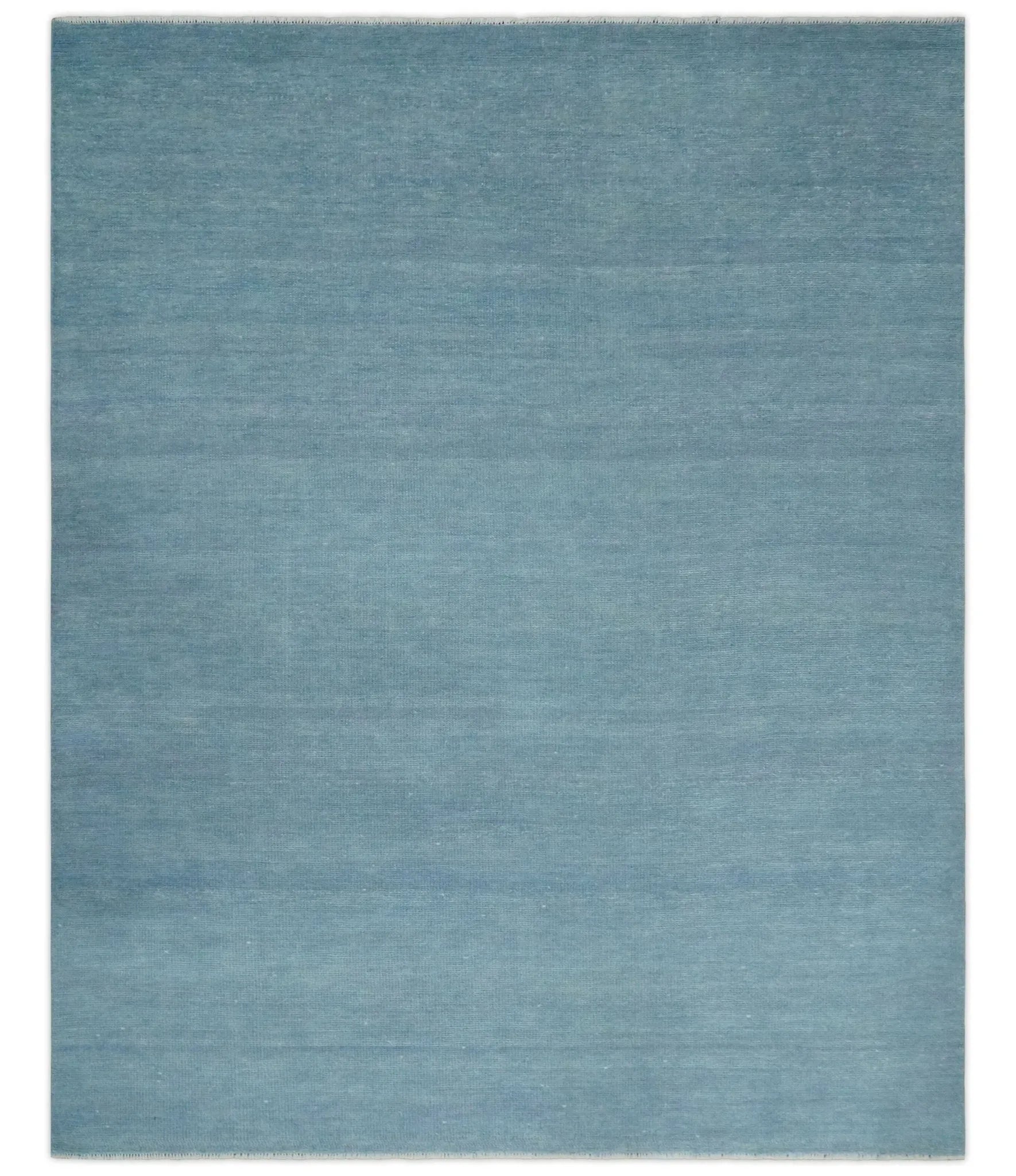 Solid Plane Blue Custom Made Modern Hand knotted wool Area Rug