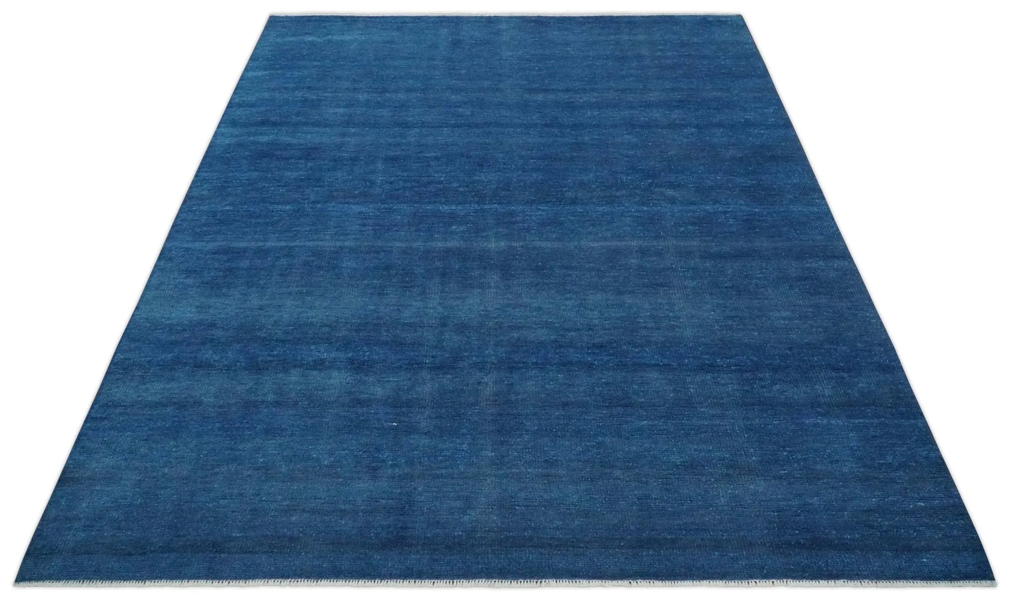 Solid Plane Blue Hand knotted Contemporary Custom Made wool Area Rug