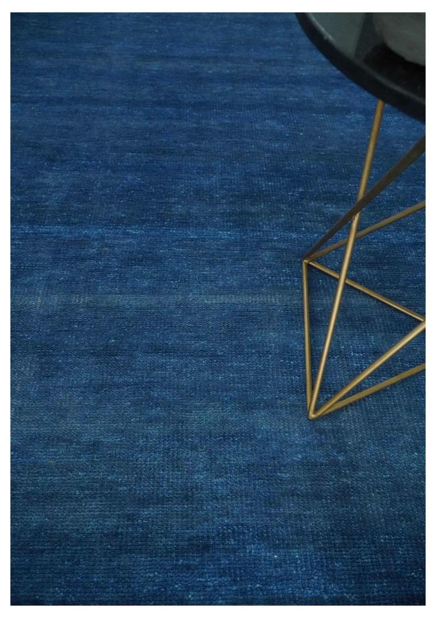 Solid Plane Blue Hand knotted Contemporary Custom Made wool Area Rug