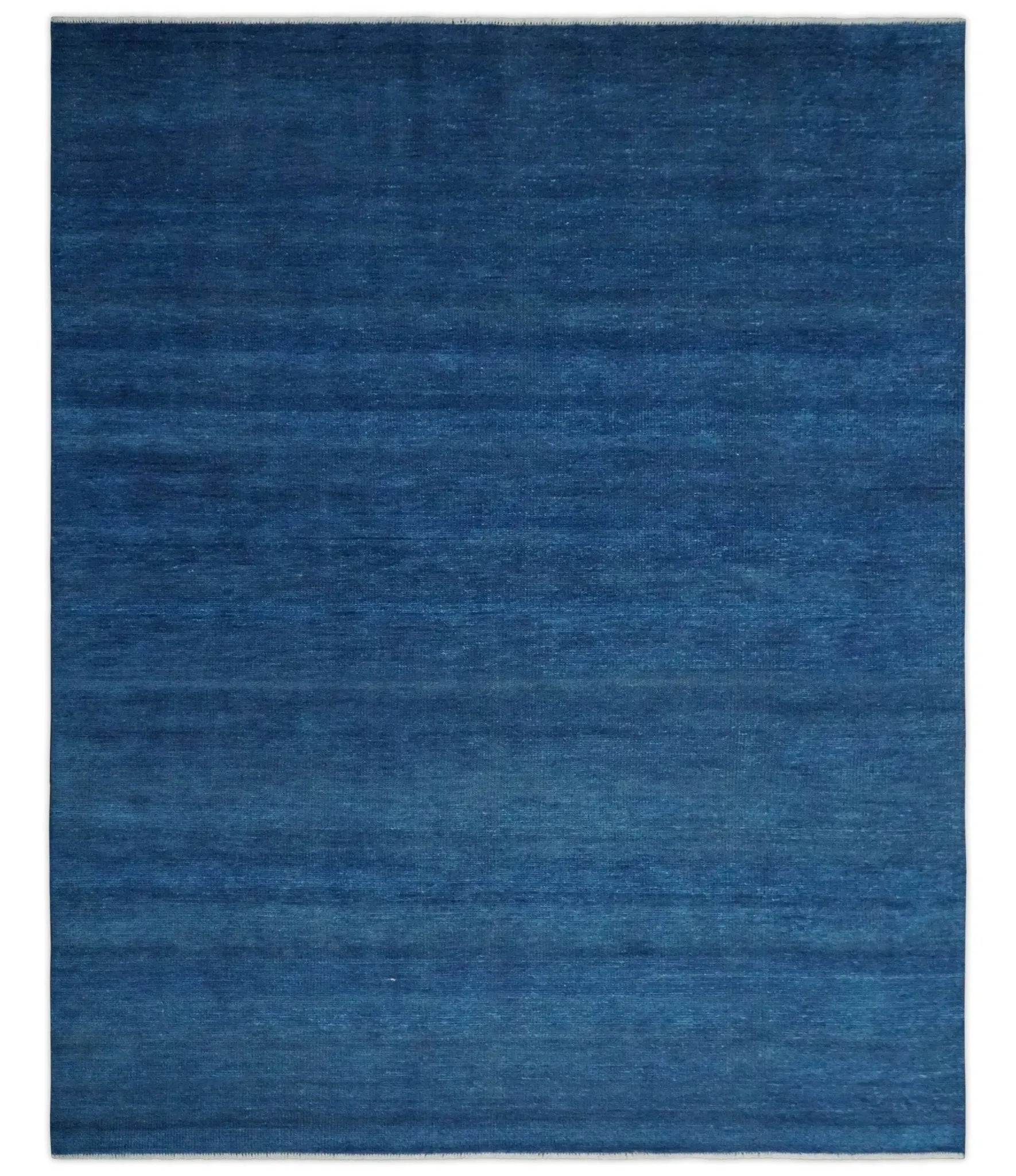 Solid Plane Blue Hand knotted Contemporary Custom Made wool Area Rug