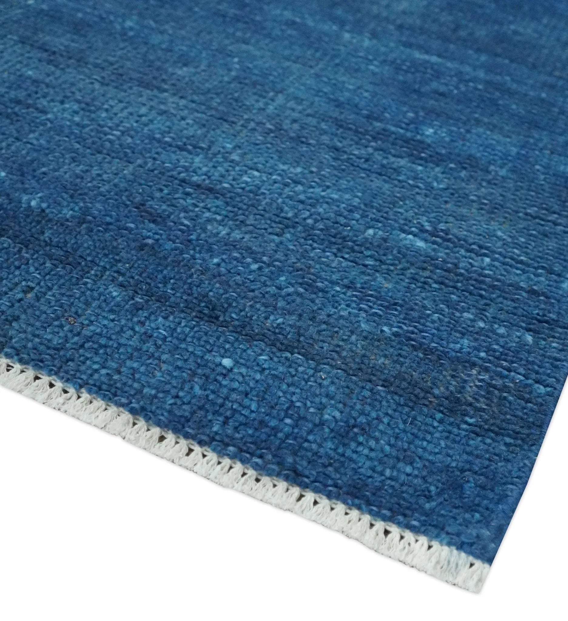 Solid Plane Blue Hand knotted Contemporary Custom Made wool Area Rug