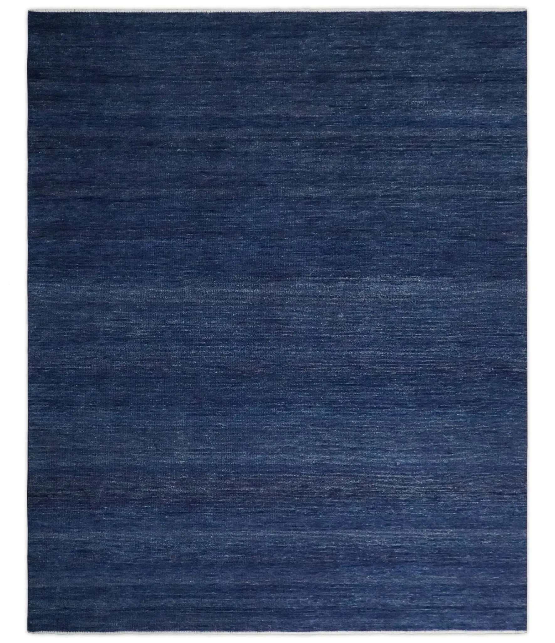 Solid Plane Navy Blue Hand knotted Modern Custom Made wool Area Rug