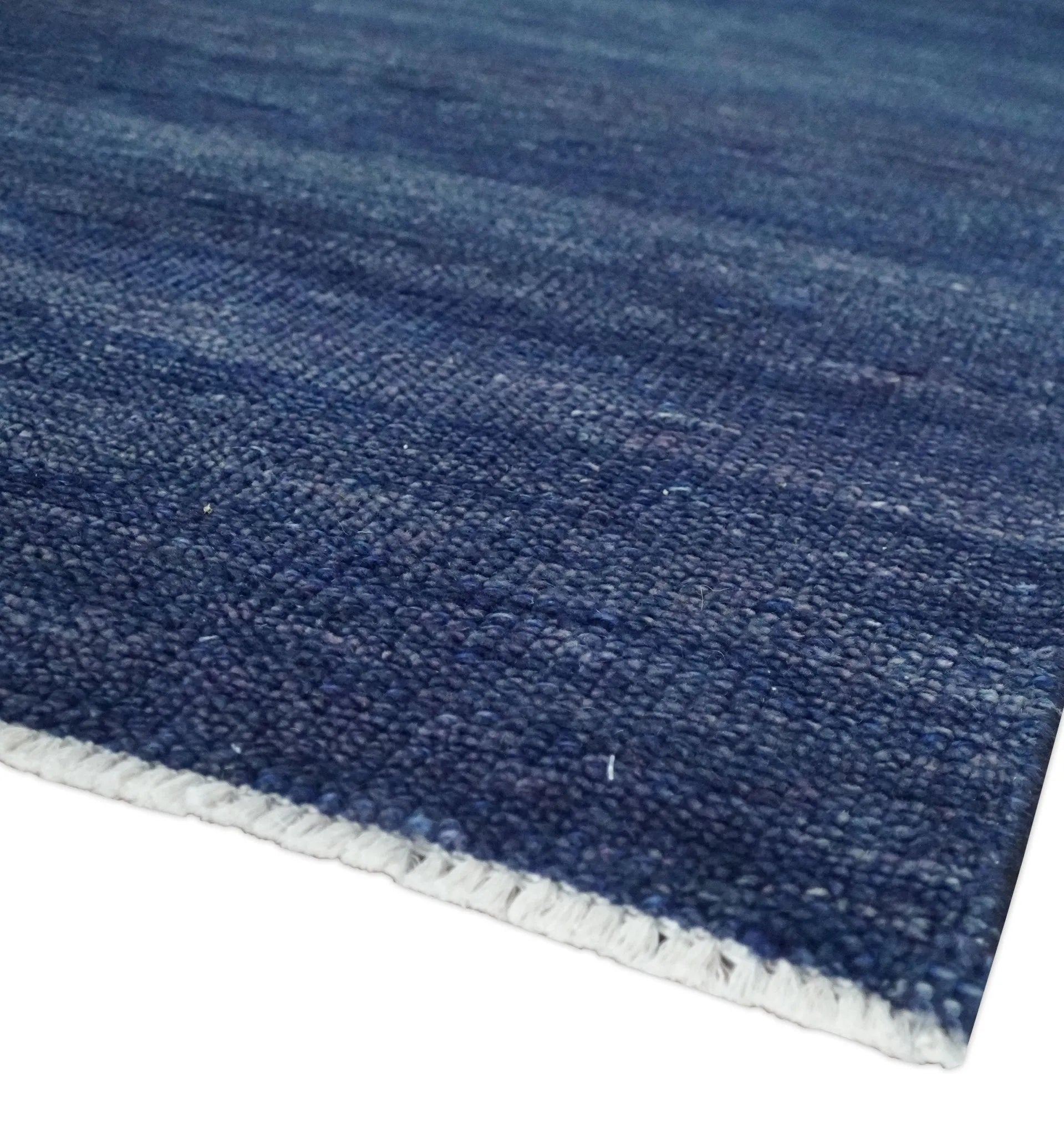 Solid Plane Navy Blue Hand knotted Modern Custom Made wool Area Rug