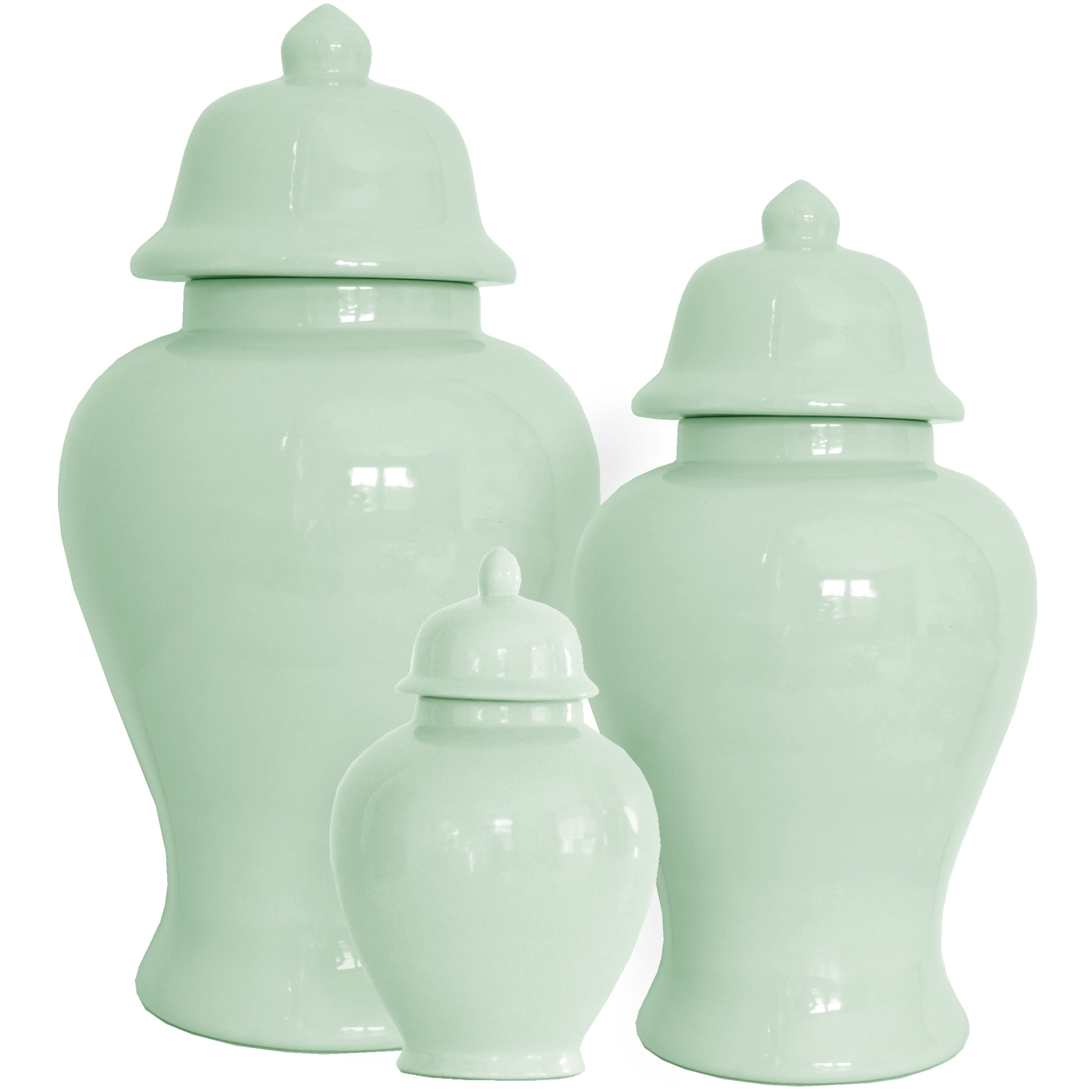 Sea Glass Green Ginger Jars