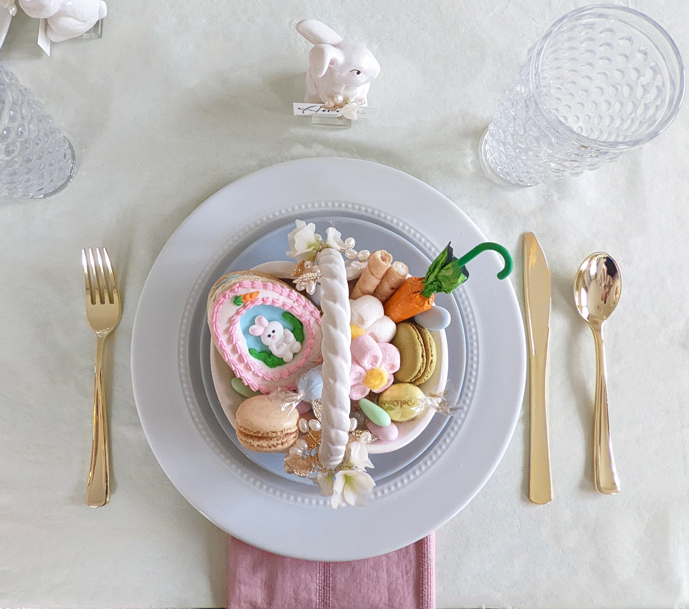 Bunny and Basket Serving Dish with Card Holder