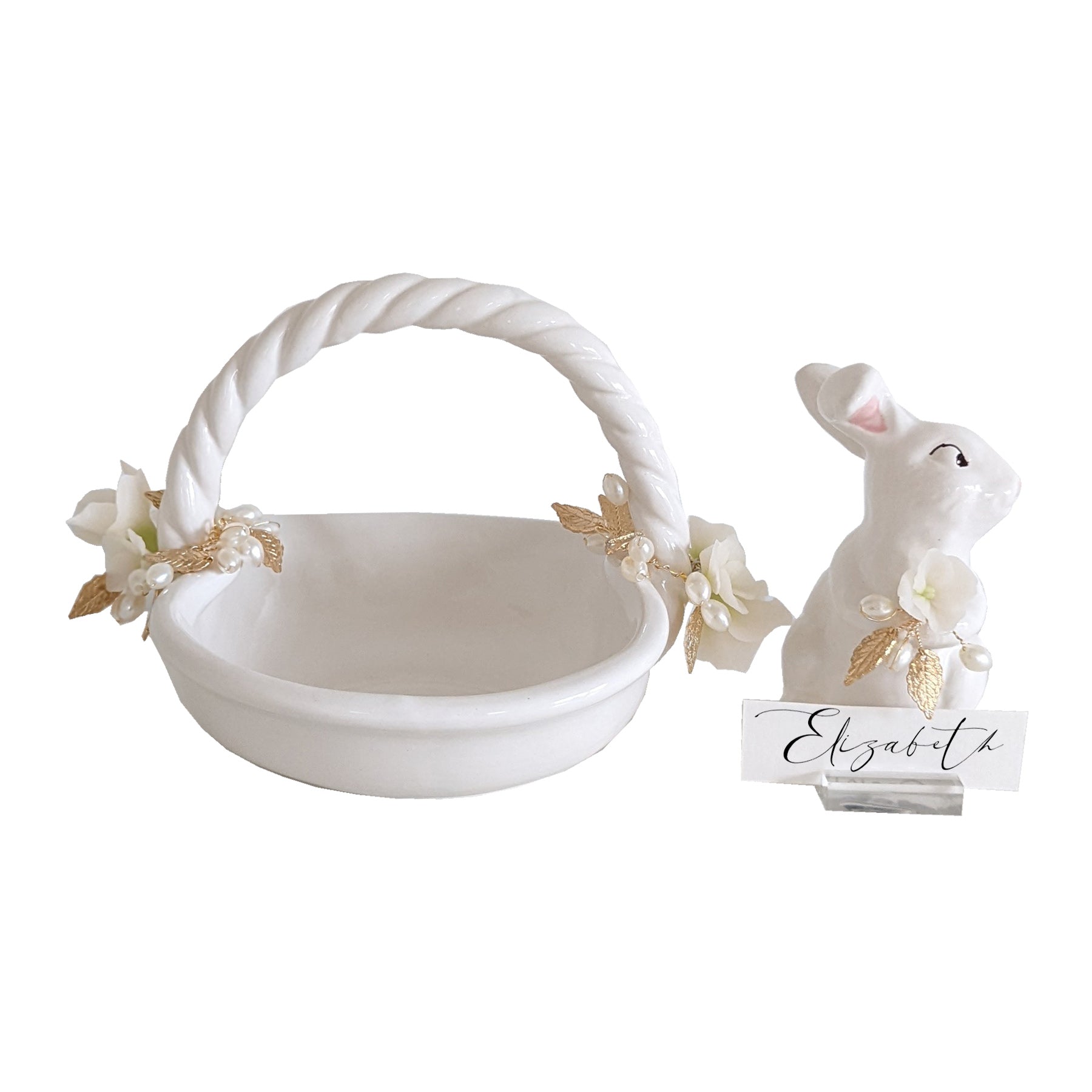 Bunny and Basket Serving Dish with Card Holder