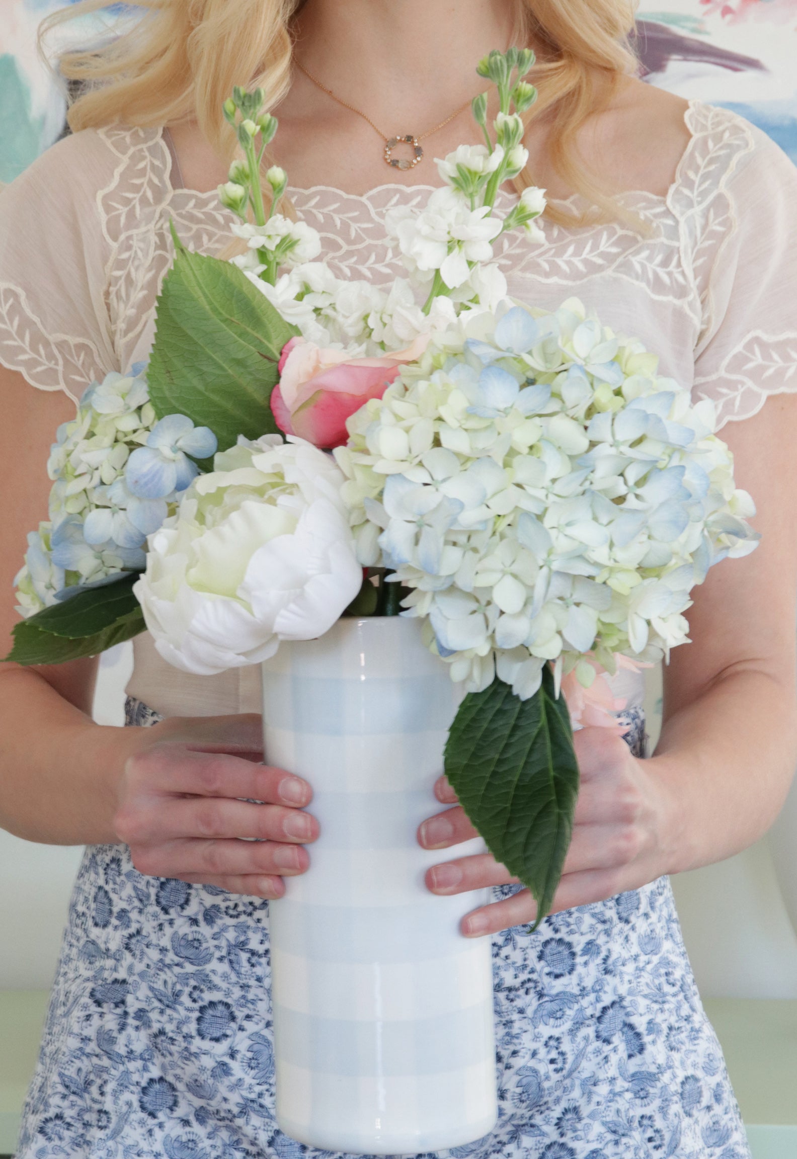 Gingham Column Vase