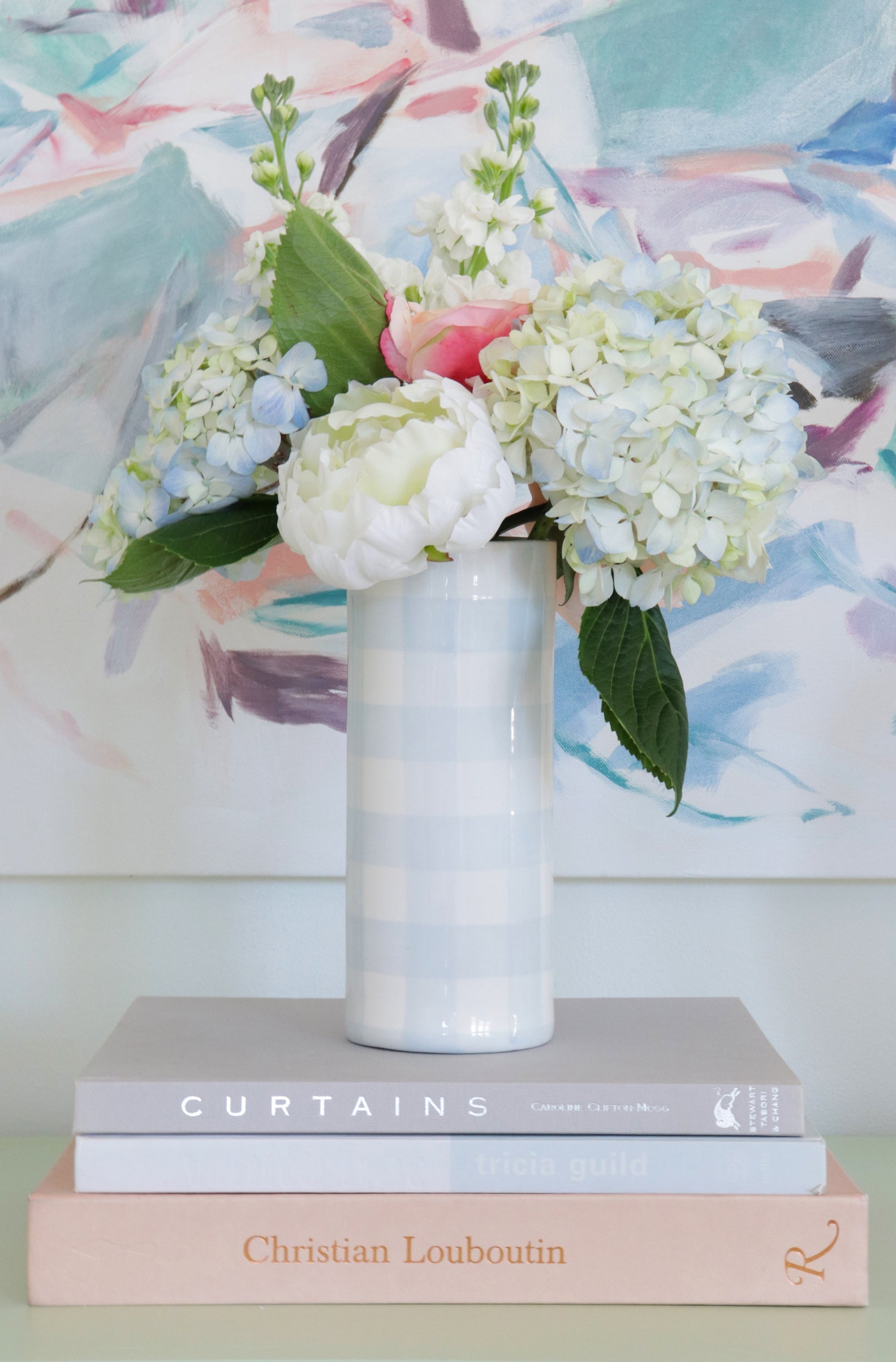 Gingham Column Vase