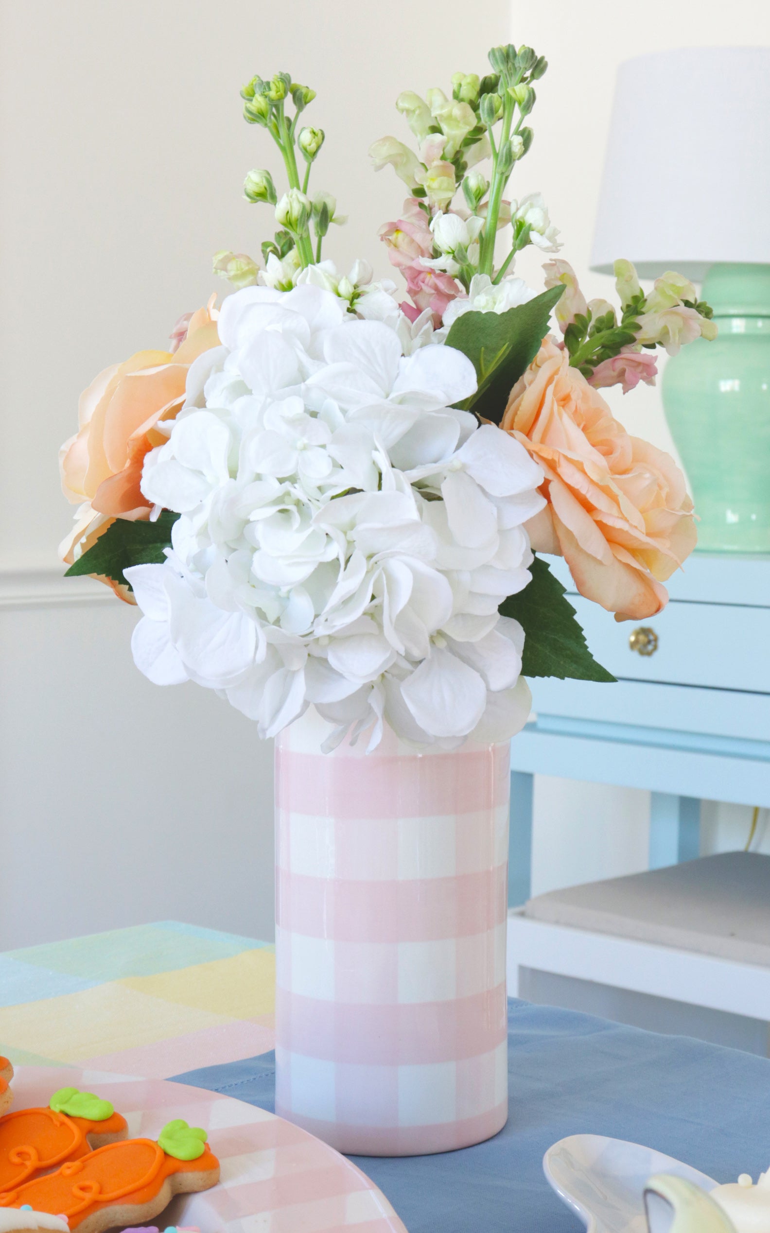 Gingham Column Vase