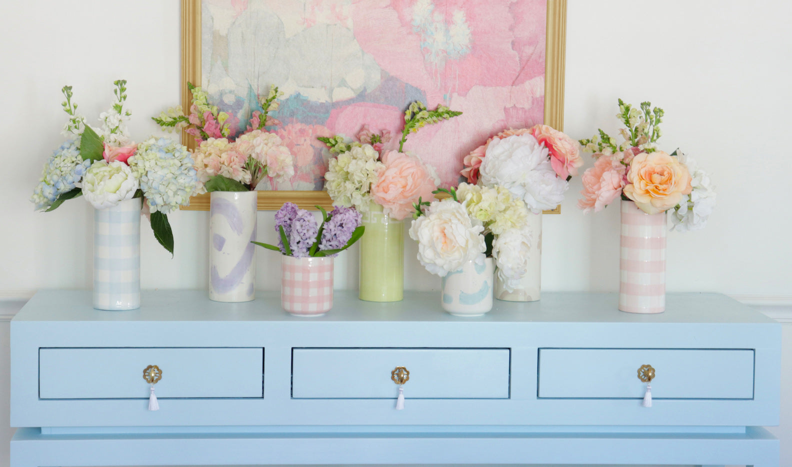 Gingham Column Vase