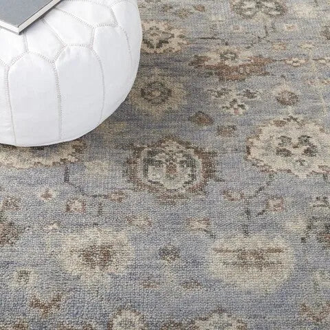 Samarkand Wool Rug in Gray and Ivory