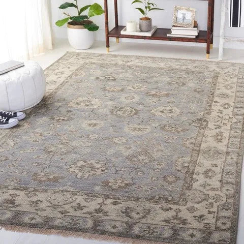 Samarkand Wool Rug in Gray and Ivory