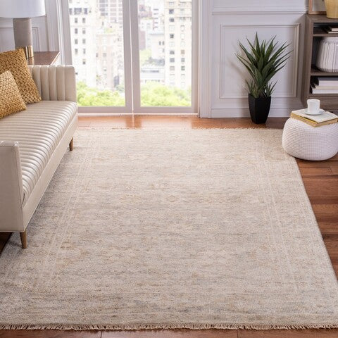 Samarkand Wool Rug in Light Gray and Beige