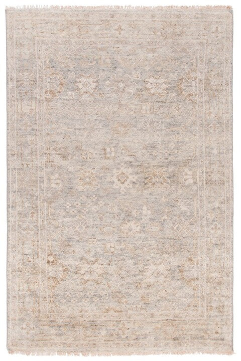 Samarkand Wool Rug in Light Gray and Beige