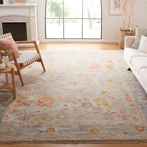 Samarkand Wool Rug in Blue and Gray