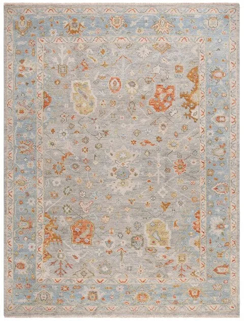 Samarkand Wool Rug in Blue and Gray