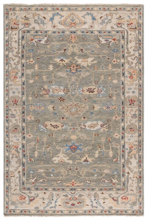 Samarkand Wool Rug in Gray and Ivory