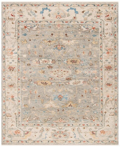 Samarkand Wool Rug in Gray and Ivory