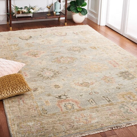 Samarkand Wool Rug in Light Blue and Sage