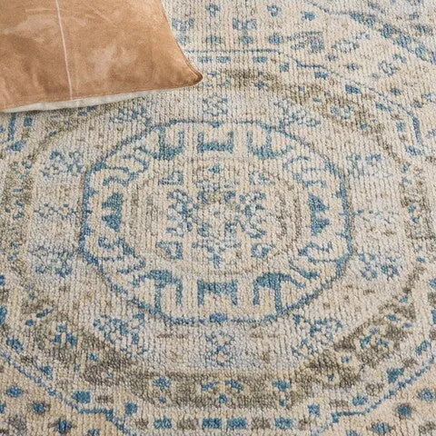 Samarkand Wool Rug in Light Blue and Ivory