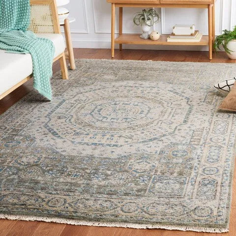 Samarkand Wool Rug in Light Blue and Ivory