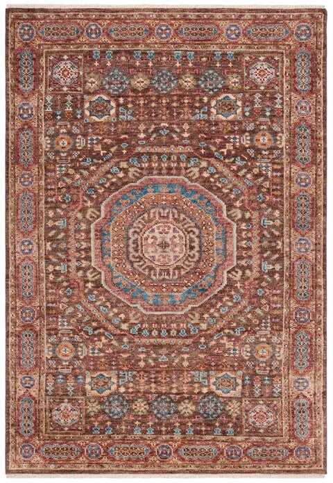 Samarkand Wool Rug in Brown and Rust