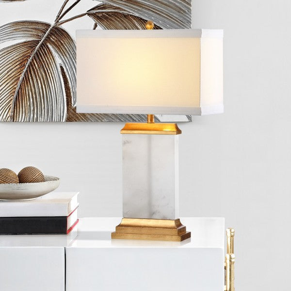 Susannah Alabaster Table Lamp in White and Gold