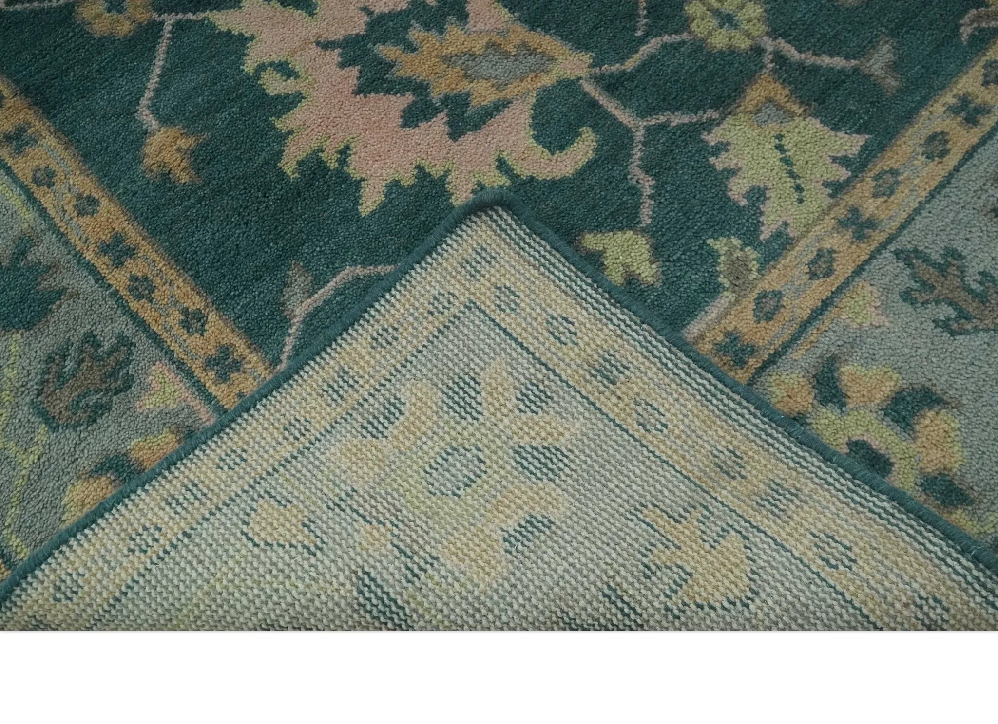 Teal, Gray and Beige Hand Knotted Traditional Oushak Custom Made wool Area Rug