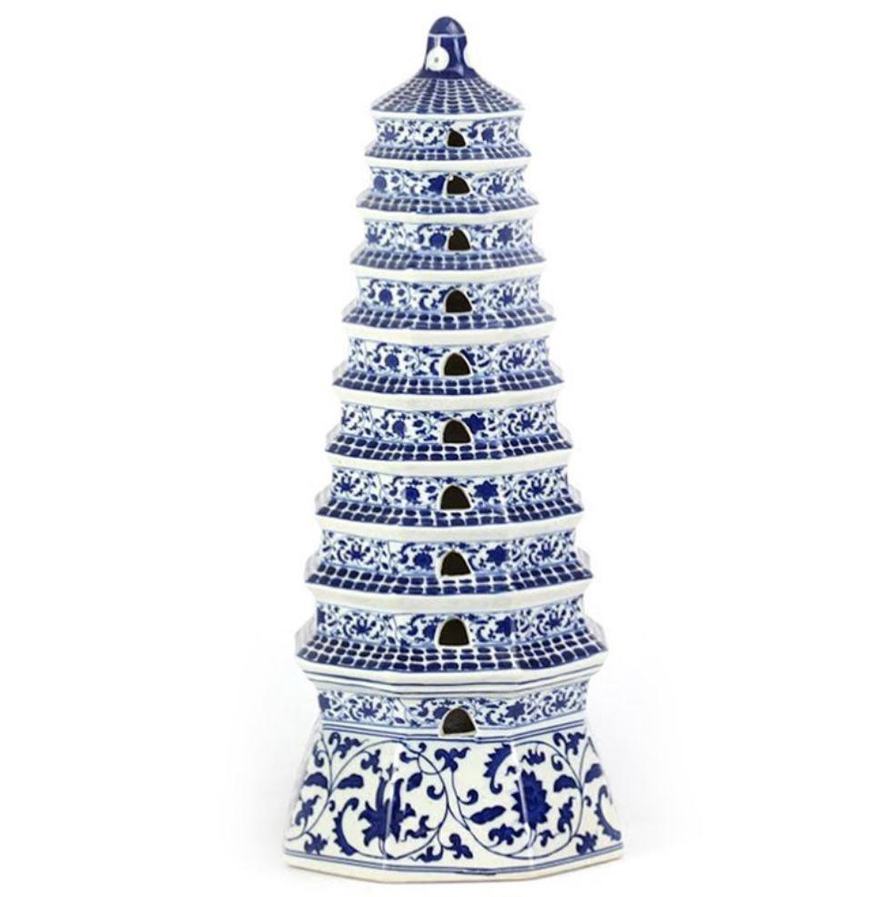 The Enchanted Home Pagoda in Blue/White with Leaf Pattern