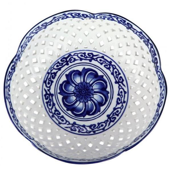 The Enchanted Home Pierced Blue and White Large Bowl